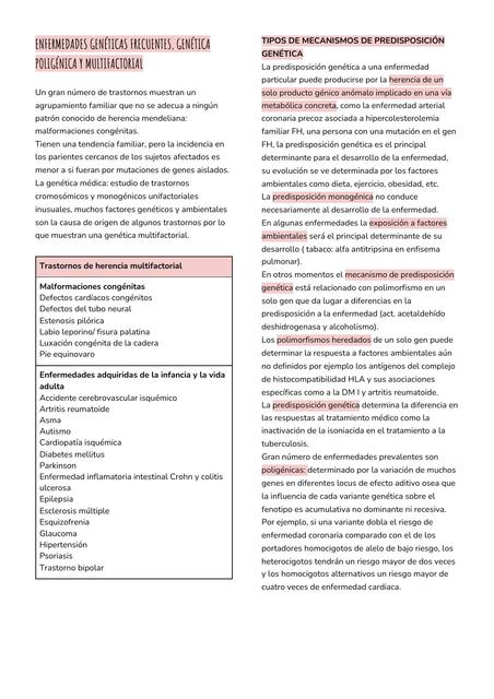 8 Enfermedades frecuentes genética poligenica y multifactorial