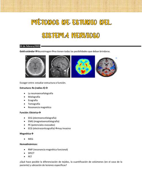 Métodos de Estudio del Sistema Nervioso