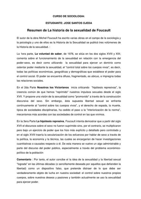 Resumen de La historia de la sexualidad de Foucault 