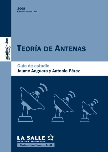 TEORÍA DE ANTENAS Jaume Anguera Antonio Përez