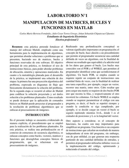 Manejo de matrices en Matlab