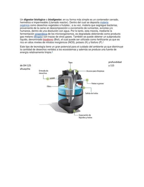 Un digestor biológico o biodigestor