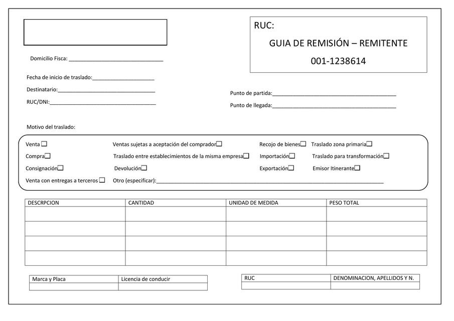 Formato De Guia De Remision Electronica Sunat - Image to u