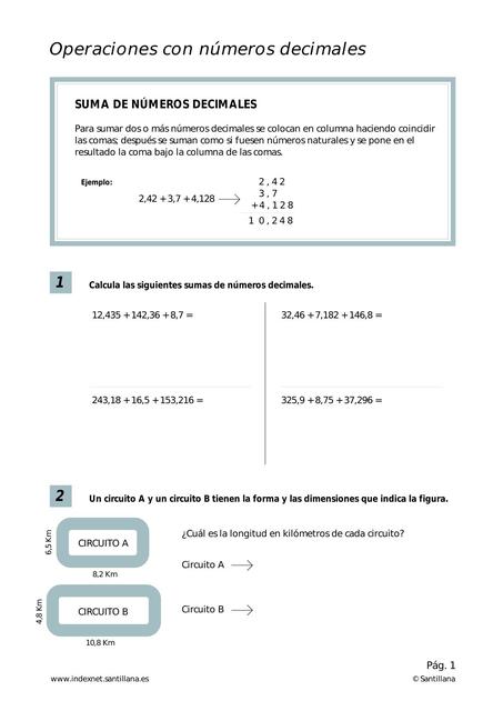 Operaciones con decimales