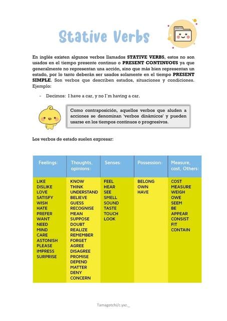 Stative Verbs | Psico_Lia | uDocz