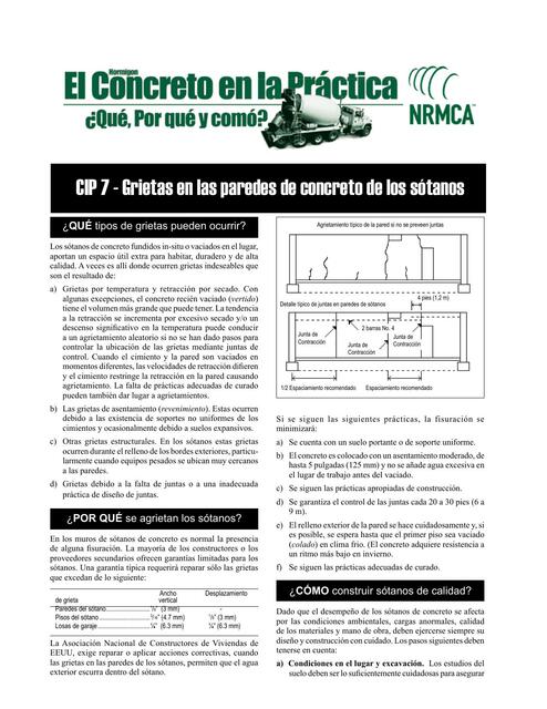 Grietas en las Paredes de Concreto de los Sótanos 