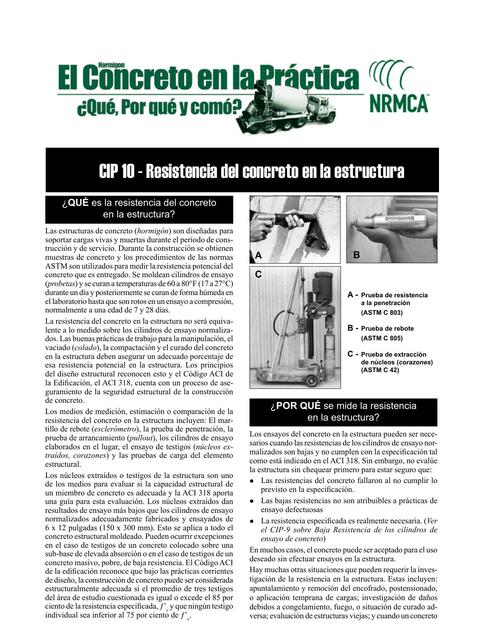 Cip10 Resistencia Del Concreto En La Estructura