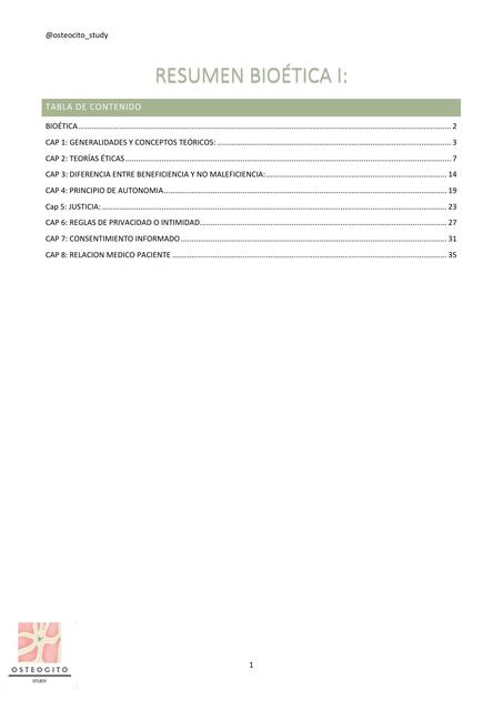 RESUMEN BIOÉTICA I del libro Outomuro