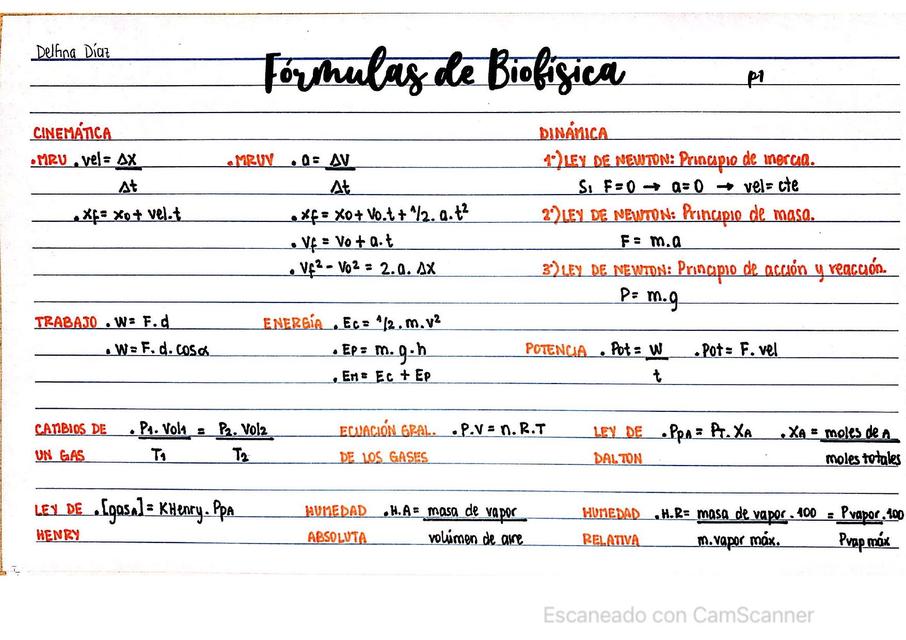 BIOFISICA Resumen de formulas 