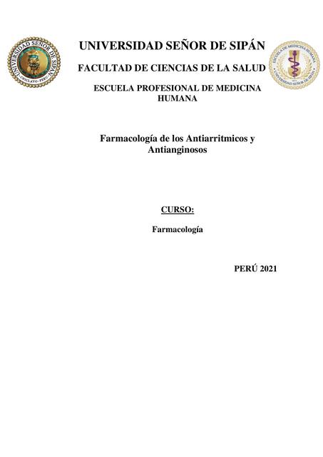 Farmacología de los Antiarritmicos y Antianginosos