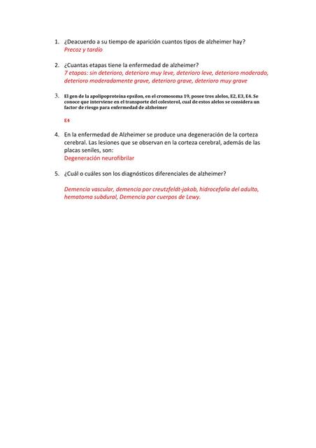 Examen sobre Alzheimer