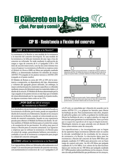 Cip16 Resistencia A Flexión Del Concreto