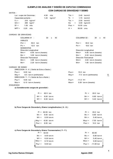 Zapata Combinada Conectada Hormigon Estructuras Udocz