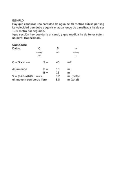 Calculo De Sección De Canales