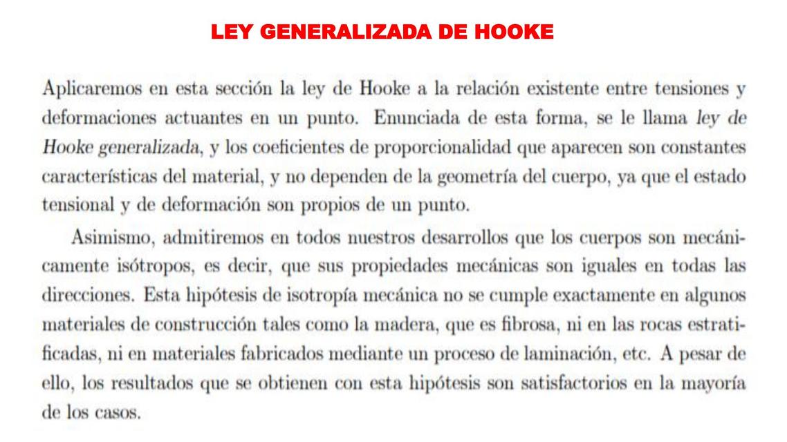 Ley general de hooke