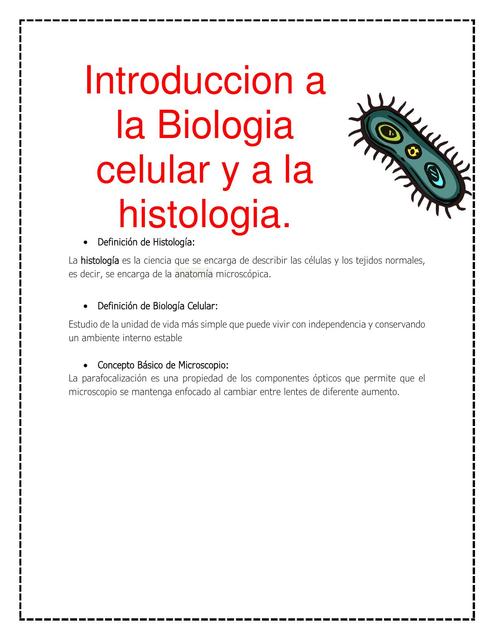 Introducción a la Biología celular y a la histología