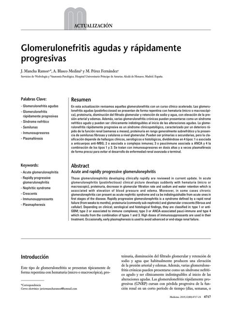 Glomerulonefritis agudas y rápidamente progresivas