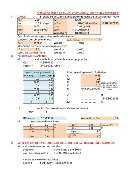 Diseño Muros de Contención