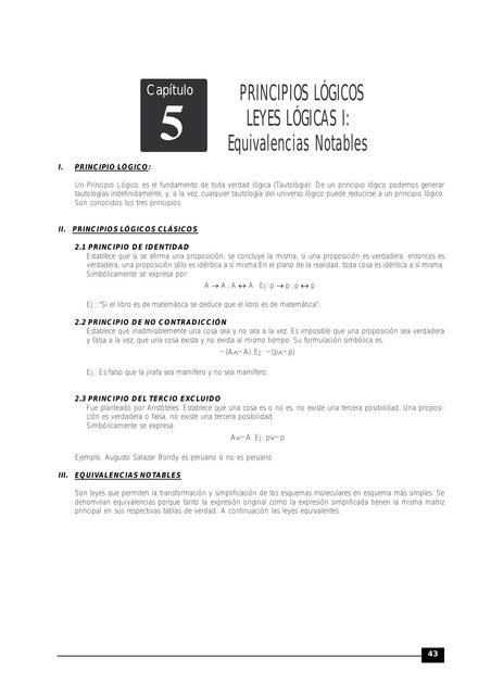 Principios Lógicos Leyes Lógicas