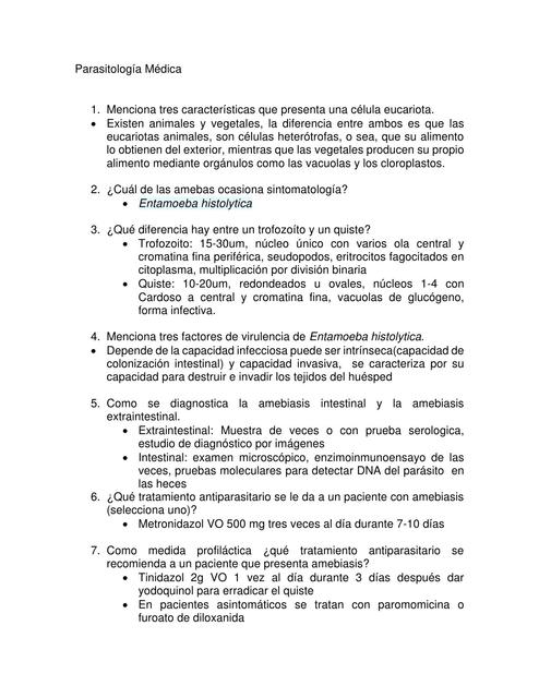 Repaso de Parasitologia Medica