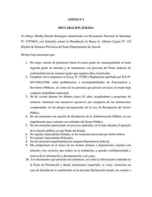 Anexo 1 Declaracion Jurada