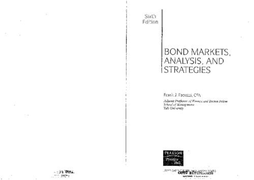 Fabozzi Bond Market Analysis And Strategies | Oscar Gamarra | uDocz