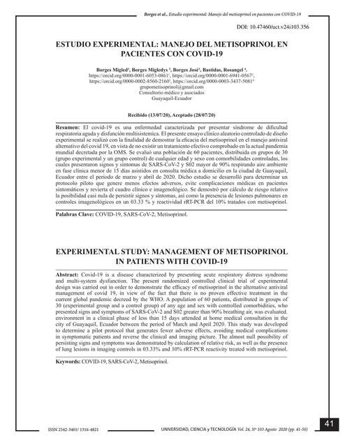 Manejo del Metisopronol en Pacientes con COVID 19