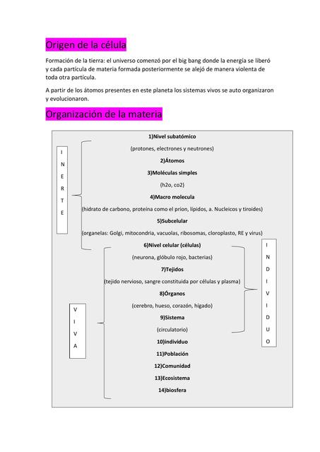 Origen de la célula  