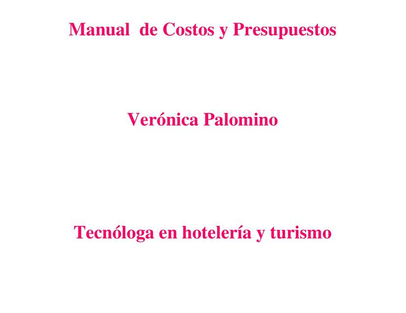 Manual de costos y presupuestos