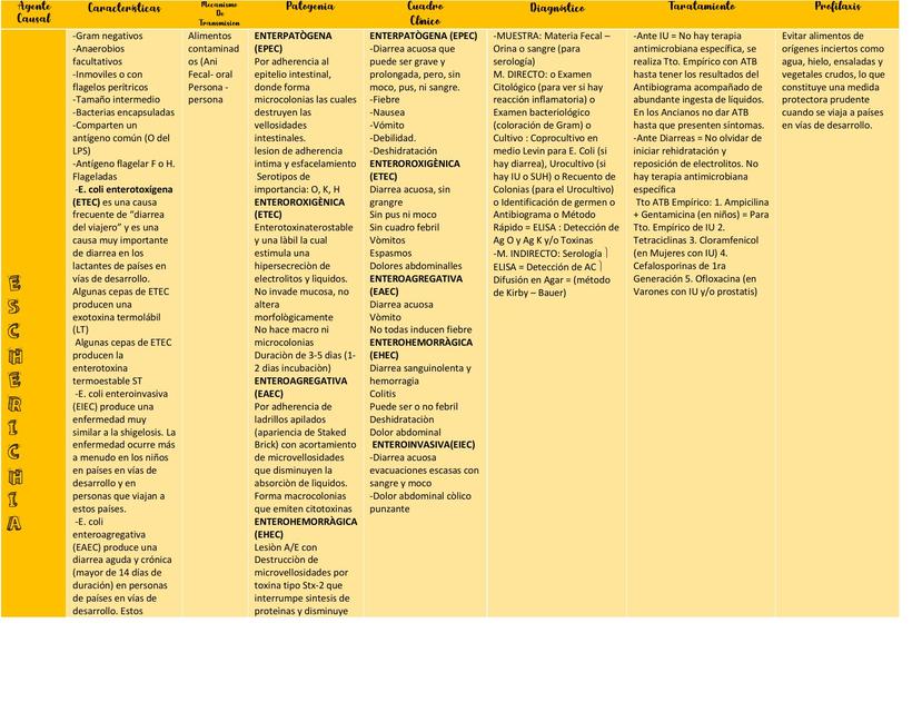 Enterobacterias cuadro comparativo