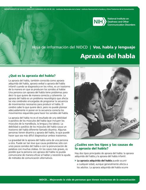 Articulo sobre la apraxia del Habla