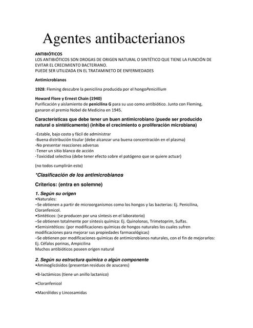   Agentes antibacterianos 