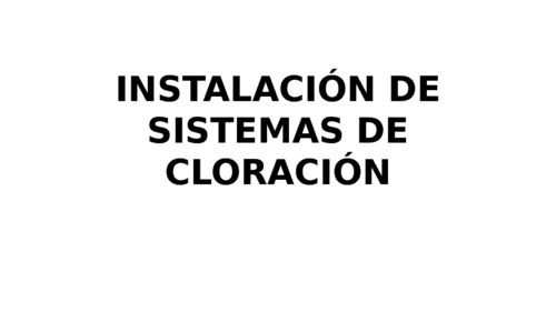 Instalacion De Sistemas De Cloracion