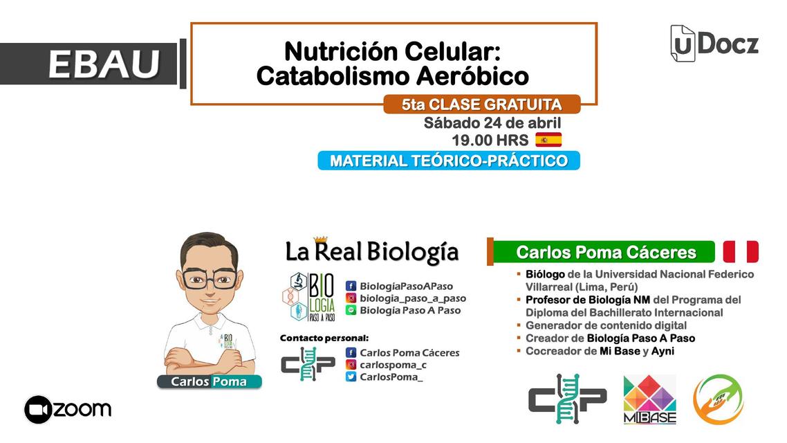 Nutrición Celular:Catabolismo Aeróbico