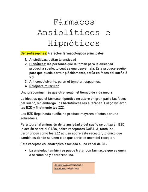 Fármacos Ansiolíticos e Hipnóticos