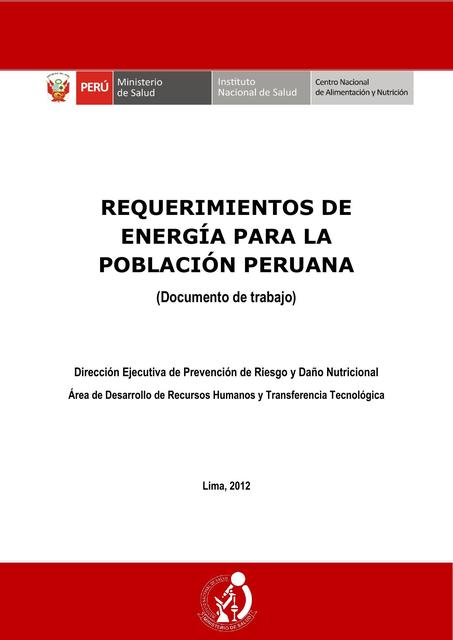 Guía Técnica Requerimientos de Energía para la Población Peruana