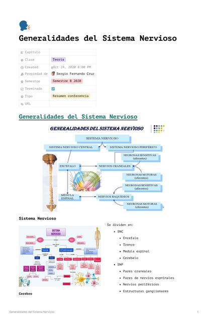Generalidades del Sistema Nervioso