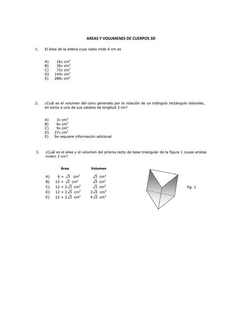 Áreas y Volumen De Cuerpos 3D