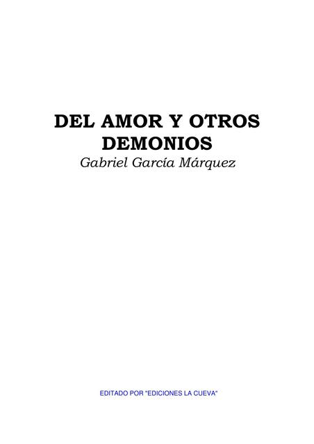 Acervo Hermeneutica Garcia Del Amor Y Otros Demonios G Garcia Marquez 1 