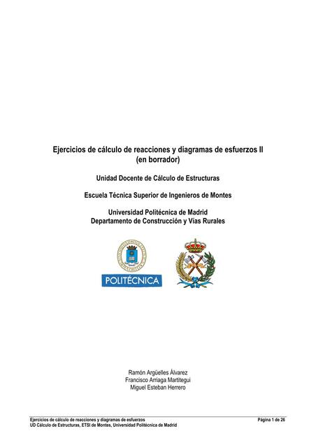 027 Ejercicios De Calculo De Reacciones Y Diagramas Ii En Borrador