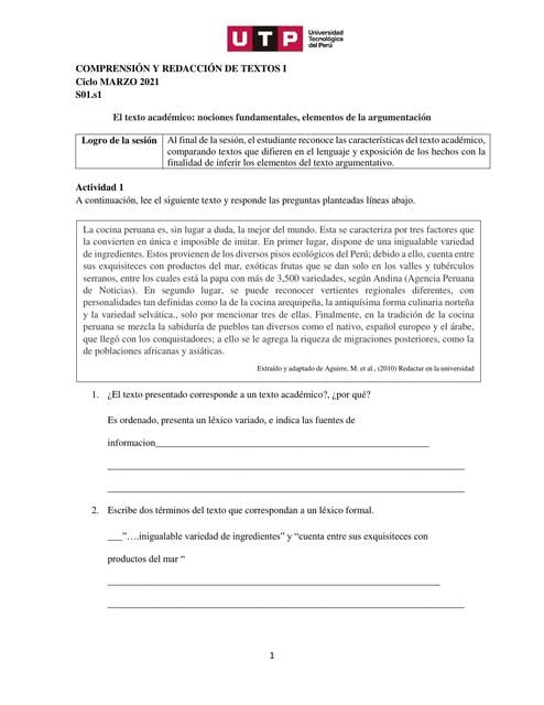 El texto académico nociones fundamentales elementos de la argumentación