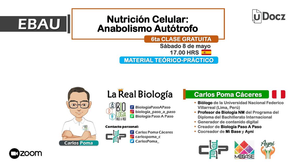 Nutrición Celular: Anabolismo Autótrofo