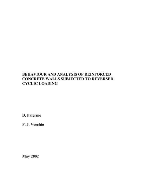 Behaviour And Analysis Of Reinforced Walls Under Ciclic Loads