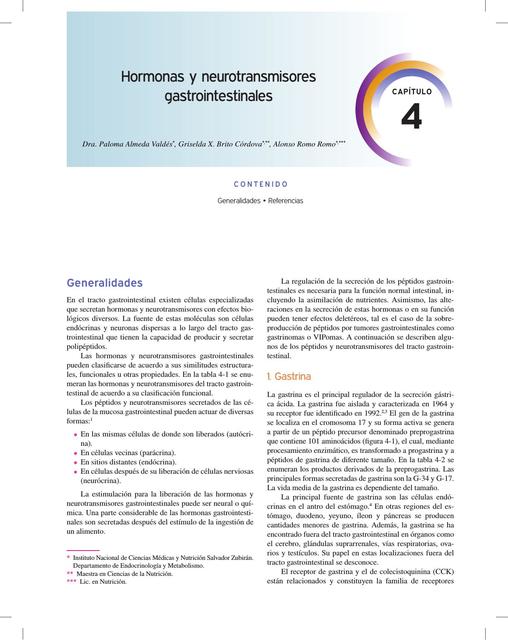 Hormonas y Neurotransmisores Gastrointestinales 