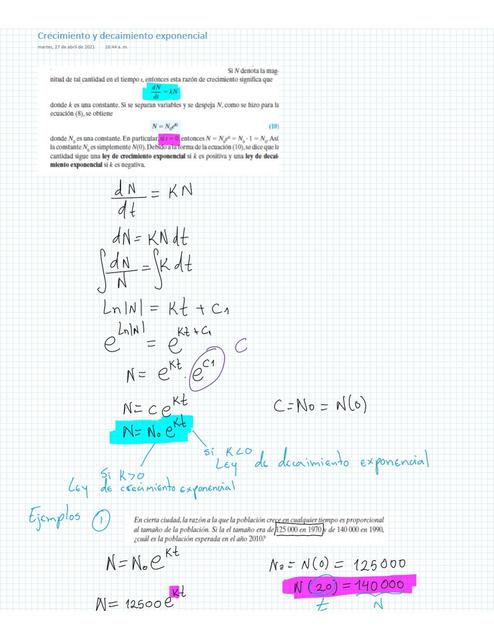 Crecimiento y decaimiento exponencial 