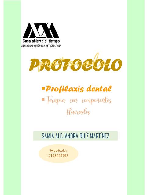 Protocolo Profilaxis dental 