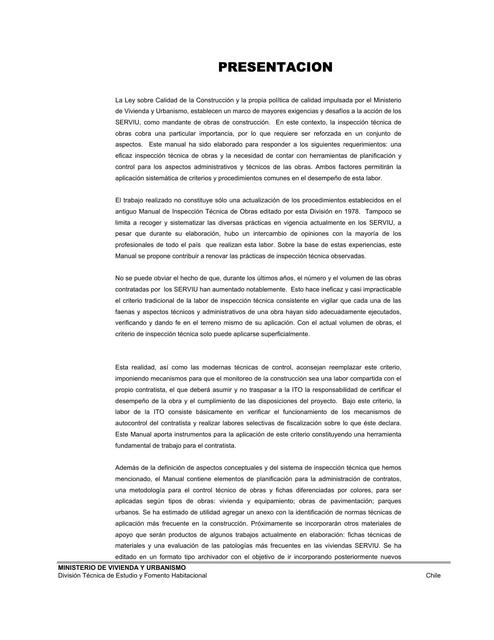 Manual De Inspeccion Tecnica De Obras   Ministerio De Vivienda De Chile   30 Hojas.Pdf