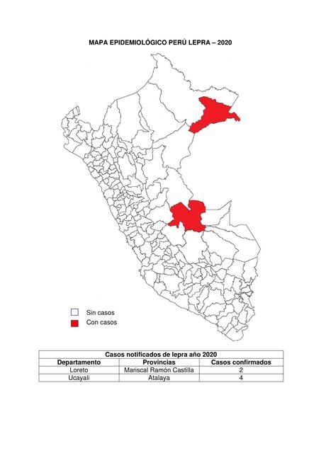 Mapa Epidemiológico en Perú de Lepra