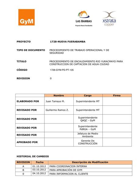 Procedimiento de reencauzamiento de río