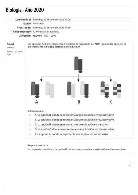 Autoevaluación de Biología